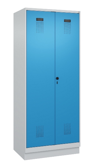 C+P Schwarz-Weiß-Spind Evolo PLUS 049022-20 mit Sockel 2 Abt.300mm Drehriegel (HxBxT) 1850x600x500mm 7016/7035