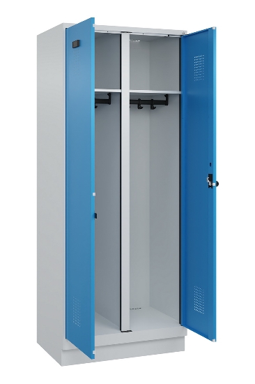 C+P Schwarz-Weiß-Spind Evolo PLUS 049022-20 mit Sockel 2 Abt.300mm Drehriegel (HxBxT) 1850x600x500mm 7016/7035