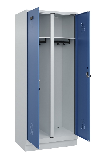 C+P Schwarz-Weiß-Spind Evolo PLUS 049022-20 mit Sockel 2 Abt.300mm Drehriegel (HxBxT) 1850x600x500mm 7016/7035