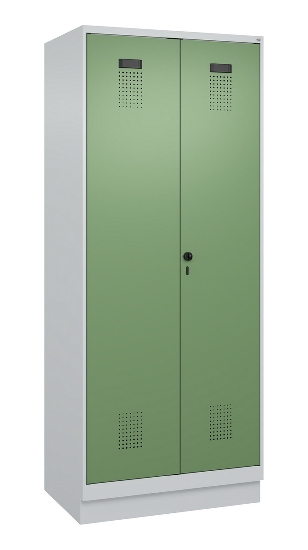 C+P Schwarz-Weiß-Spind Evolo PLUS 049022-20 mit Sockel 2 Abt.300mm Drehriegel (HxBxT) 1850x600x500mm 7016/7035
