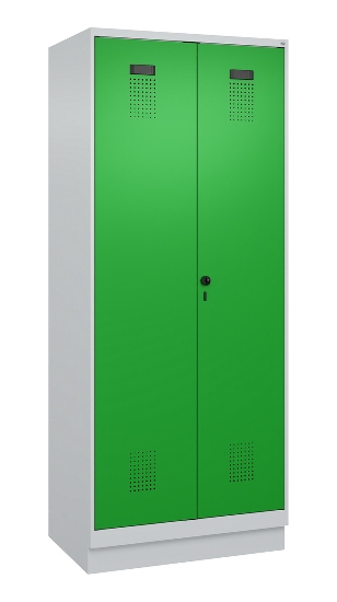 C+P Schwarz-Weiß-Spind Evolo PLUS 049022-20 mit Sockel 2 Abt.300mm Drehriegel (HxBxT) 1850x600x500mm 7016/7035