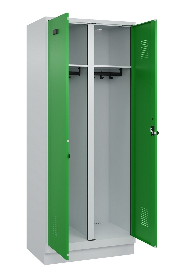 C+P Schwarz-Weiß-Spind Evolo PLUS 049022-20 mit Sockel 2 Abt.300mm Drehriegel (HxBxT) 1850x600x500mm 7016/7035