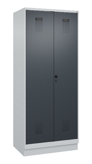 C+P Schwarz-Weiß-Spind Evolo PLUS 049022-20 mit Sockel 2 Abt.300mm Drehriegel (HxBxT) 1850x600x500mm 7016/7035