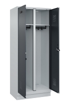 C+P Schwarz-Weiß-Spind Evolo PLUS 049022-22 mit Sockel 2 Abt.400mm Drehriegel (HxBxT) 1850x800x500mm 7035/7016