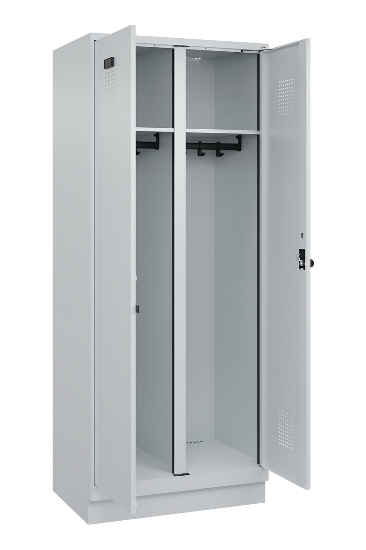 C+P Schwarz-Weiß-Spind Evolo PLUS 049022-20 mit Sockel 2 Abt.300mm Drehriegel (HxBxT) 1850x600x500mm 7016/7035