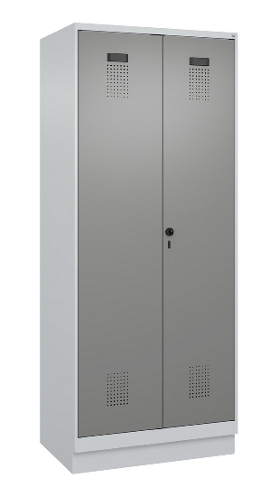 C+P Schwarz-Weiß-Spind Evolo PLUS 049022-20 mit Sockel 2 Abt.300mm Drehriegel (HxBxT) 1850x600x500mm 7016/7035