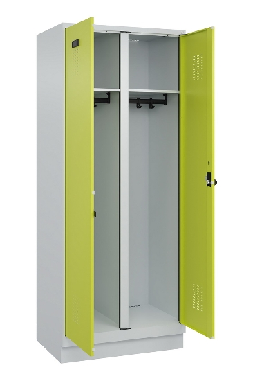 C+P Schwarz-Weiß-Spind Evolo PLUS 049022-20 mit Sockel 2 Abt.300mm Drehriegel (HxBxT) 1850x600x500mm 7016/7035