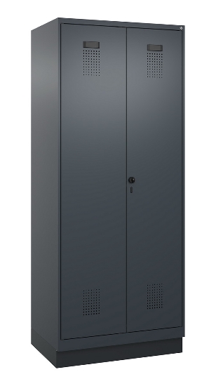 C+P Schwarz-Weiß-Spind Evolo PLUS 049022-20 mit Sockel 2 Abt.300mm Drehriegel (HxBxT) 1850x600x500mm 7016/7035
