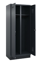 C+P Schwarz-Weiß-Spind Evolo PLUS 049022-20 mit Sockel 2 Abt.300mm Drehriegel (HxBxT) 1850x600x500mm 7016/7035