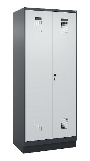 C+P Schwarz-Weiß-Spind Evolo PLUS 049022-20 mit Sockel 2 Abt.300mm Drehriegel (HxBxT) 1850x600x500mm 7016/7035
