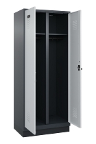 C+P Schwarz-Weiß-Spind Evolo PLUS 049022-20 mit Sockel 2 Abt.300mm Drehriegel (HxBxT) 1850x600x500mm 7016/7035