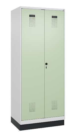 C+P Schwarz-Weiß-Spind Evolo PLUS 049022-20 mit Sockel 2 Abt.300mm Drehriegel (HxBxT) 1850x600x500mm 7016/7035