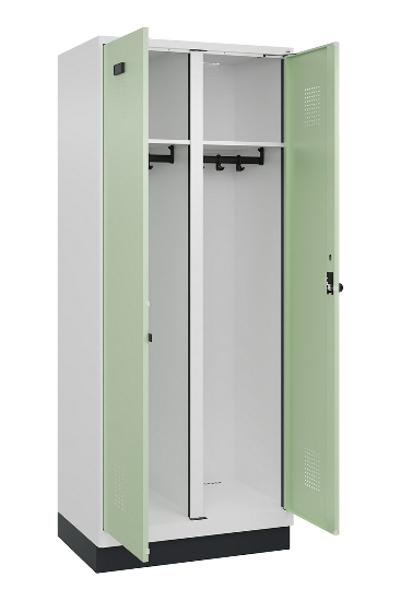 C+P Schwarz-Weiß-Spind Evolo PLUS 049022-20 mit Sockel 2 Abt.300mm Drehriegel (HxBxT) 1850x600x500mm 7016/7035