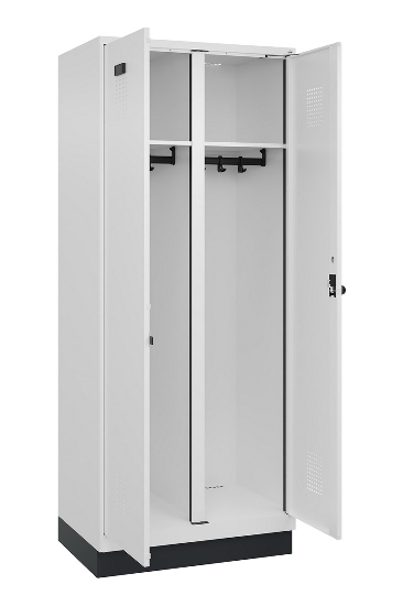 C+P Schwarz-Weiß-Spind Evolo PLUS 049022-20 mit Sockel 2 Abt.300mm Drehriegel (HxBxT) 1850x600x500mm 7016/7035