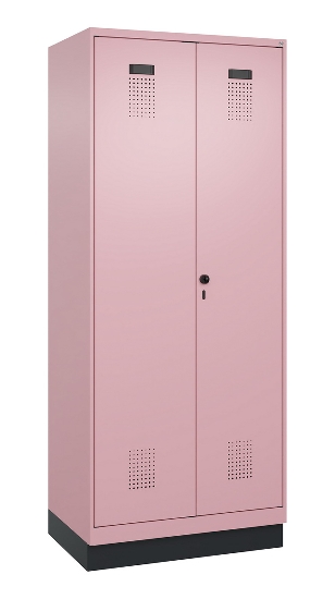C+P Schwarz-Weiß-Spind Evolo PLUS 049012-20 mit Füßen 2 Abt.300mm Zylinder (HxBxT) 1850x600x500mm 0010/0010