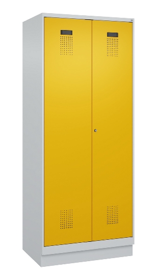 C+P Schwarz-Weiß-Spind Evolo PLUS 049022-20 mit Sockel 2 Abt.300mm Drehriegel (HxBxT) 1850x600x500mm 7016/7035