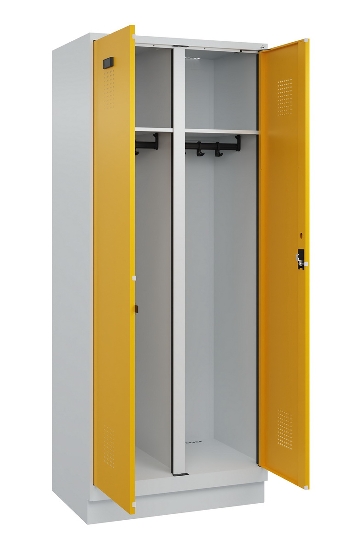 C+P Schwarz-Weiß-Spind Evolo PLUS 049022-20 mit Sockel 2 Abt.300mm Drehriegel (HxBxT) 1850x600x500mm 7016/7035