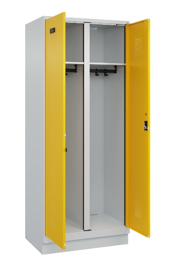 C+P Schwarz-Weiß-Spind Evolo PLUS 049022-20 mit Sockel 2 Abt.300mm Drehriegel (HxBxT) 1850x600x500mm 7016/7035