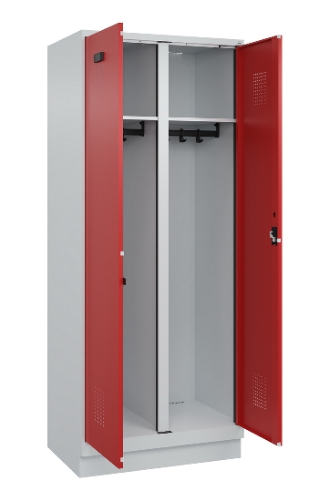 C+P Schwarz-Weiß-Spind Evolo PLUS 049022-20 mit Sockel 2 Abt.300mm Drehriegel (HxBxT) 1850x600x500mm 7016/7035