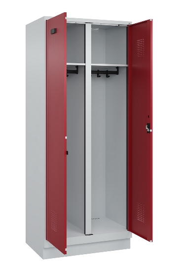 C+P Schwarz-Weiß-Spind Evolo PLUS 049022-20 mit Sockel 2 Abt.300mm Drehriegel (HxBxT) 1850x600x500mm 7016/7035