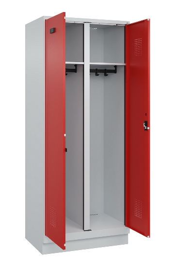 C+P Schwarz-Weiß-Spind Evolo PLUS 049022-20 mit Sockel 2 Abt.300mm Drehriegel (HxBxT) 1850x600x500mm 7016/7035