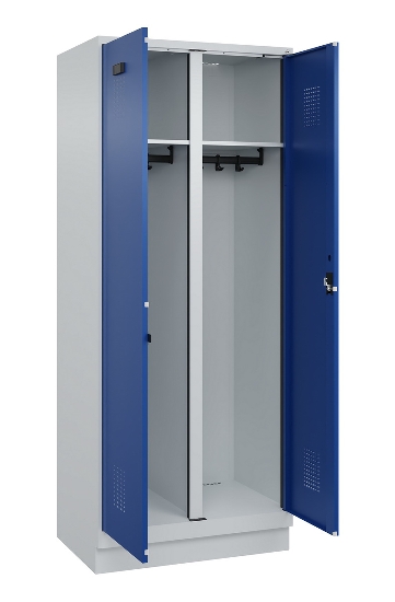 C+P Schwarz-Weiß-Spind Evolo PLUS 049022-20 mit Sockel 2 Abt.300mm Drehriegel (HxBxT) 1850x600x500mm 7016/7035