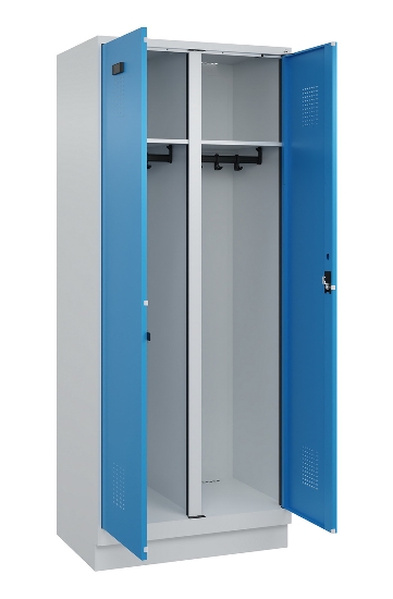 C+P Schwarz-Weiß-Spind Evolo PLUS 049022-20 mit Sockel 2 Abt.300mm Drehriegel (HxBxT) 1850x600x500mm 7016/7035