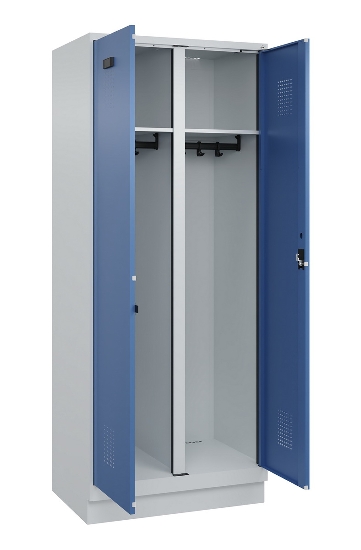 C+P Schwarz-Weiß-Spind Evolo PLUS 049022-20 mit Sockel 2 Abt.300mm Drehriegel (HxBxT) 1850x600x500mm 7016/7035