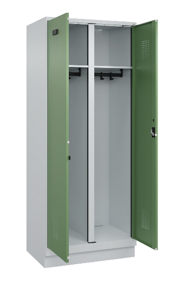 C+P Schwarz-Weiß-Spind Evolo PLUS 049022-20 mit Sockel 2 Abt.300mm Drehriegel (HxBxT) 1850x600x500mm 7016/7035