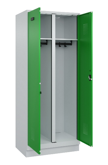 C+P Schwarz-Weiß-Spind Evolo PLUS 049022-20 mit Sockel 2 Abt.300mm Drehriegel (HxBxT) 1850x600x500mm 7016/7035