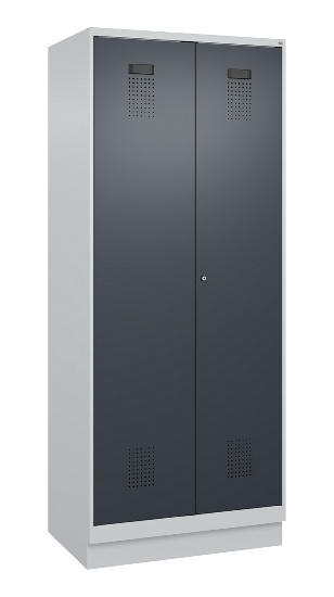 C+P Schwarz-Weiß-Spind Evolo PLUS 049022-20 mit Sockel 2 Abt.300mm Drehriegel (HxBxT) 1850x600x500mm 7016/7035