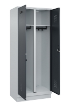 C+P Schwarz-Weiß-Spind Evolo PLUS 049022-20 mit Sockel 2 Abt.300mm Drehriegel (HxBxT) 1850x600x500mm 7016/7035