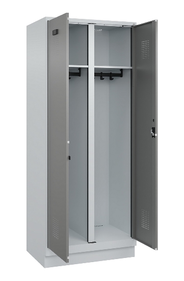 C+P Schwarz-Weiß-Spind Evolo PLUS 049022-20 mit Sockel 2 Abt.300mm Drehriegel (HxBxT) 1850x600x500mm 7016/7035