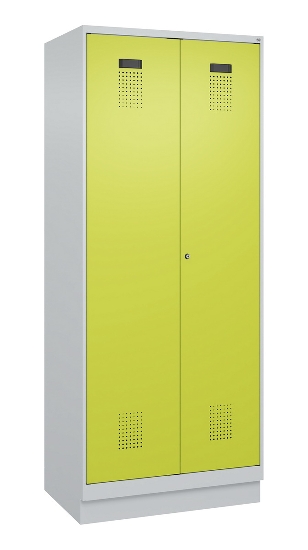 C+P Schwarz-Weiß-Spind Evolo PLUS 049022-20 mit Sockel 2 Abt.300mm Drehriegel (HxBxT) 1850x600x500mm 7016/7035