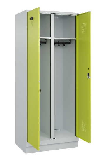 C+P Schwarz-Weiß-Spind Evolo PLUS 049022-20 mit Sockel 2 Abt.300mm Drehriegel (HxBxT) 1850x600x500mm 7016/7035