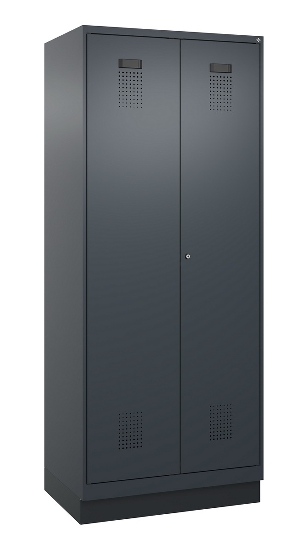 C+P Schwarz-Weiß-Spind Evolo PLUS 049022-20 mit Sockel 2 Abt.300mm Drehriegel (HxBxT) 1850x600x500mm 7016/7035