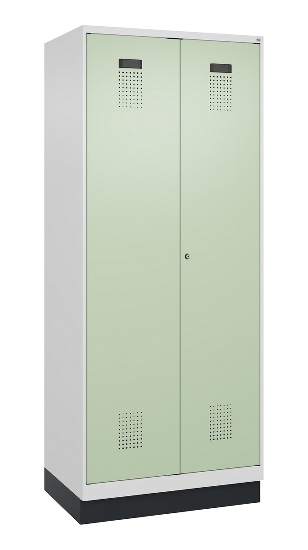 C+P Schwarz-Weiß-Spind Evolo PLUS 049022-20 mit Sockel 2 Abt.300mm Drehriegel (HxBxT) 1850x600x500mm 7016/7035