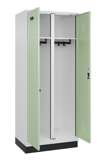 C+P Schwarz-Weiß-Spind Evolo PLUS 049022-20 mit Sockel 2 Abt.300mm Drehriegel (HxBxT) 1850x600x500mm 7016/7035