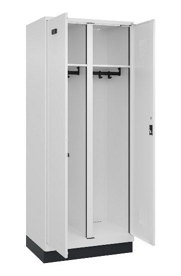 C+P Schwarz-Weiß-Spind Evolo PLUS 049022-20 mit Sockel 2 Abt.300mm Drehriegel (HxBxT) 1850x600x500mm 7016/7035