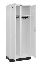 C+P Schwarz-Weiß-Spind Evolo PLUS 049022-20 mit Sockel 2 Abt.300mm Drehriegel (HxBxT) 1850x600x500mm 7016/7035