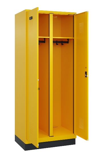 C+P Schwarz-Weiß-Spind Evolo PLUS 049012-20 mit Füßen 2 Abt.300mm Zylinder (HxBxT) 1850x600x500mm 0010/0010