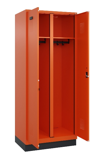 C+P Schwarz-Weiß-Spind Evolo PLUS 049012-20 mit Füßen 2 Abt.300mm Zylinder (HxBxT) 1850x600x500mm 0010/0010
