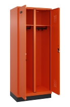 C+P Schwarz-Weiß-Spind Evolo PLUS 049012-20 mit Füßen 2 Abt.300mm Zylinder (HxBxT) 1850x600x500mm 0010/0010