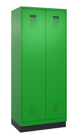 C+P Schwarz-Weiß-Spind Evolo PLUS 049012-20 mit Füßen 2 Abt.300mm Zylinder (HxBxT) 1850x600x500mm 0010/0010
