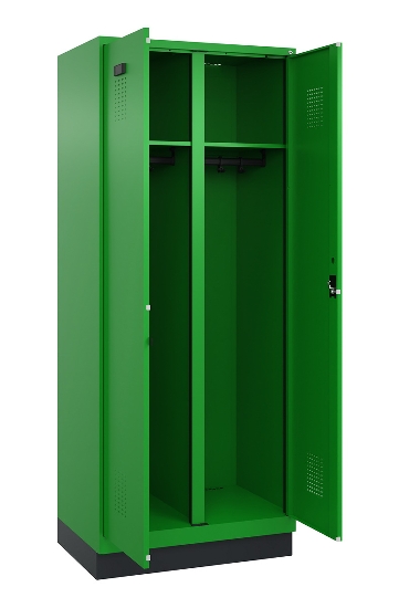 C+P Schwarz-Weiß-Spind Evolo PLUS 049012-20 mit Füßen 2 Abt.300mm Zylinder (HxBxT) 1850x600x500mm 0010/0010