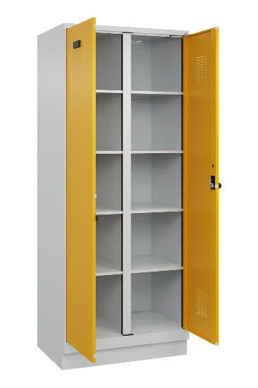 C+P Wäsche-Spind Evolo PLUS 049012-22B mit Füßen 2 Abt.je 400mm Zylinder (HxBxT) 1950x800x500mm 7035/3000