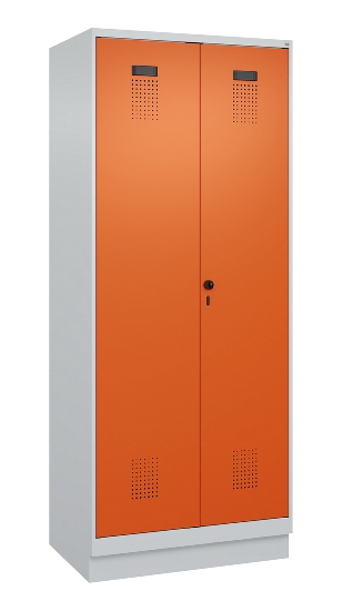 C+P Wäsche-Spind Evolo PLUS 049012-22B mit Füßen 2 Abt.je 400mm Zylinder (HxBxT) 1950x800x500mm 7035/3000