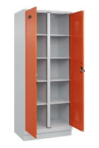 C+P Wäsche-Spind Evolo PLUS 049012-22B mit Füßen 2 Abt.je 400mm Zylinder (HxBxT) 1950x800x500mm 7035/3000