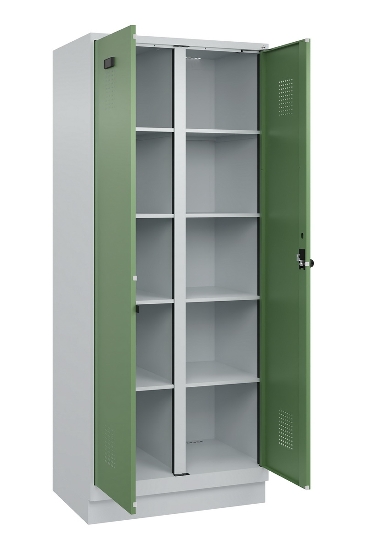 C+P Wäsche-Spind Evolo PLUS 049012-22B mit Füßen 2 Abt.je 400mm Zylinder (HxBxT) 1950x800x500mm 7035/3000
