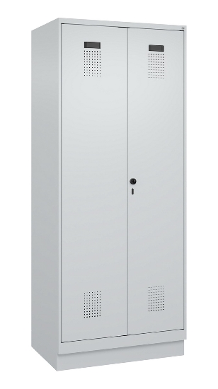 C+P Wäsche-Spind Evolo PLUS 049012-22B mit Füßen 2 Abt.je 400mm Zylinder (HxBxT) 1950x800x500mm 7035/3000